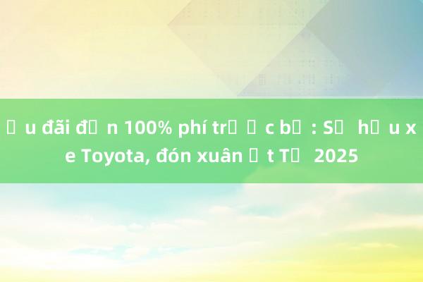 Ưu đãi đến 100% phí trước bạ: Sở hữu xe Toyota， đón xuân Ất Tỵ 2025